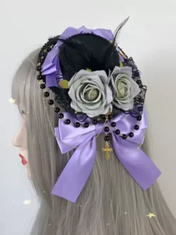 Gothic Lolita Hat Chains Pearls Accessory Polyester Burgundy Lolita Accessories