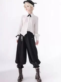 Gothic Lolita Ouji Fashion Bloomers Black Ruffles Cropped Shorts