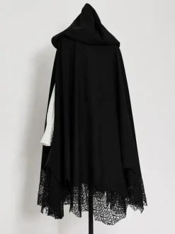 Gothic Lolita Poncho Black Polyester Winter Lolita Poncho Cape Outwears