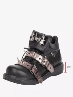 Gothic Lolita Shoes Black Rivets PU Leather Wedge Heel Lolita Shoes