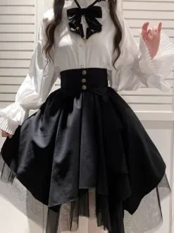 Gothic Lolita SK Black Tiered Lolita Skirts