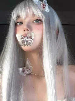 Gothic Lolita Wigs Long Tousled Silver Lolita Accessories