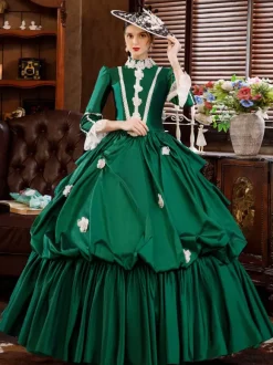 Green Retro Tudor Dress Costumes For Women Dress Euro-Style Marie Antoinette Costume Masquerade Ball Gown