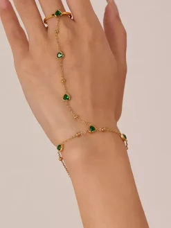 Green Heart Hand Chain For Women 2026