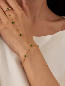 Green Heart Hand Chain For Women 2026