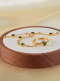 Green Heart Hand Chain For Women 2026