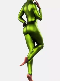 Green Metallic Bodysuit Latex Catsuits Halloween