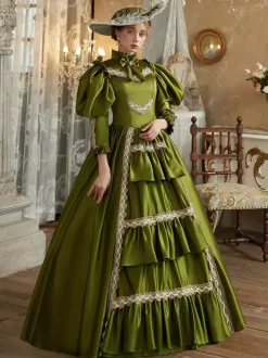 Green Retro Costumes Women's Marie Antoinette Costume Polyester Dress Renaissance Vintage Clothing