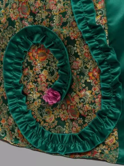 Green Retro Tudor Dress Costumes Ruffles Polyester Floral Print Marie Antoinette Costume Dress Women's Retro Tunic 18th Century Costume