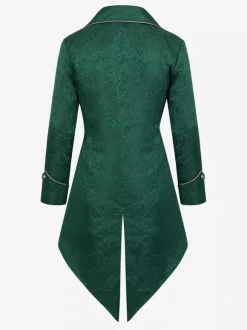 Green Vintage Top Retro Buttons Long Sleeves Retro Costumes For Man Burgundy