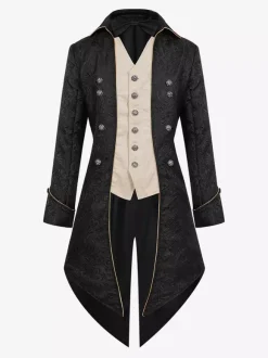 Green Vintage Top Retro Buttons Long Sleeves Retro Costumes For Man Burgundy