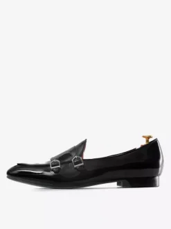 Groom Loafers Mens Black Monk Strap Dress loafers Round Toe Prom Party Wedding Shoes
