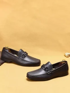 Groom Loafers Mens Horsebit Loafers Genuine Leather Moccasins Soft-Soled Slip-On Casual Shoes