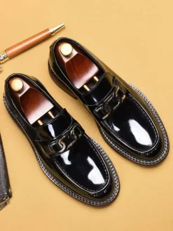 Groom Loafers Mens Horsebit Loafers Genuine Leather Slip On Driving Shoes Smart Office Work Formal Shoes