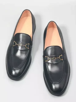 Groom Loafers Mens Horsebit Loafers Genuine Leather Slip-On Dress Shoes Business Formal Shoes