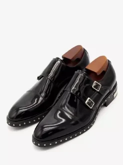 Groom Loafers Mens Monk Shoes Cowhide Rivets Single Monk Strap for Formal Occasions Loafer Shoes