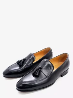 Groom Loafers Mens Tassel Loafers Genuine Leather Handcrafted Slip-On Dress Shoes
