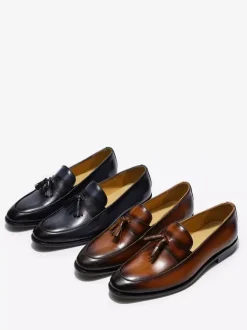 Groom Loafers Mens Tassel Loafers Genuine Leather Handcrafted Slip-On Dress Shoes