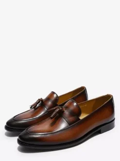 Groom Loafers Mens Tassel Loafers Genuine Leather Handcrafted Slip-On Dress Shoes