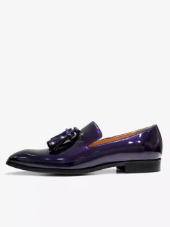 Groom Loafers Men's Tassel Loafers penny Shoes Slip-On Patent Leather Square Toe Prom Party Wedding Shoes