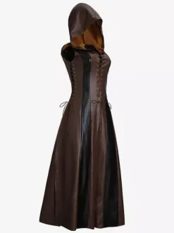 Halloween Carnival Halloween Costumes Color Block Women's Sexy Dress PU Leather Holidays Costumes