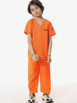 Halloween Costumes For Kids Orange Halloween Polyester Set Kid's Top Pants