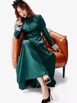 Halloween Costumes Green Vintage Dress Party Maid Set Holidays Costumes