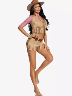 Halloween Costumes Light Brown Vintage Party Set Holidays Cowgirl Costumes