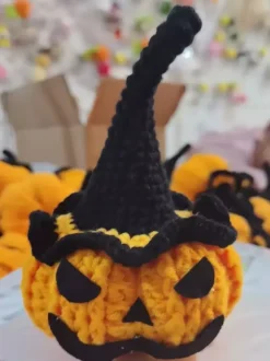 Halloween Crochet Plush Hollow Skeleton Bat And Pumpkin Amigurumi Handmade Gothic Decor