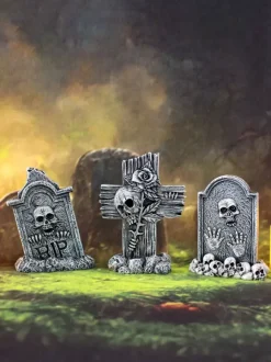 Halloween Decoration Mini Tombstone Trio Set Resin Craft Decor