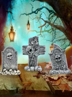Halloween Decoration Mini Tombstone Trio Set Resin Craft Decor