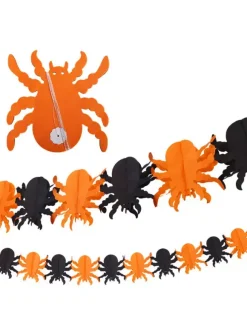 Halloween Decorations Yellow Paper Bat Spider Paper Garland