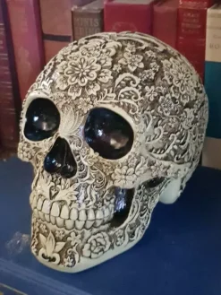 Halloween Floral Skull Sculpture Resin Decor Gothic Home Bar Centerpiece