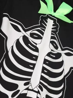Halloween Glow Skeleton Costume For Kids Blacklight Reactive Jumpsuit With 3D Bone Prints