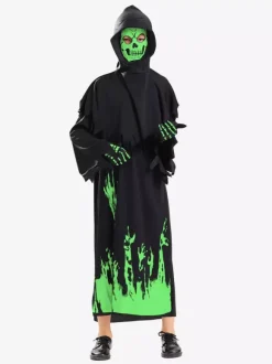 Halloween Glow-in-the-Dark Grim Reaper Costume For Kids Ghost Jumpsuit Stage Performance Outfit