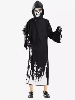 Halloween Glow-in-the-Dark Grim Reaper Costume For Kids Ghost Jumpsuit Stage Performance Outfit