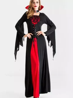 Halloween Gothic Victorian Vampire Bride Costume Medieval Lace Dress