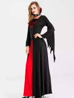 Halloween Gothic Victorian Vampire Bride Costume Medieval Lace Dress