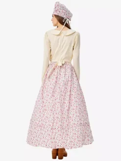 Halloween Halloween Costumes Pink Women's Elegant Apron Hat Polyester Floral Print Set Holidays Costumes