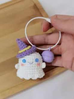 Halloween Hand-Knit Ghost Dolls 3-piece Suit Cute Backpack Charm Gift