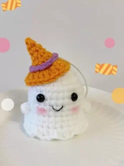 Halloween Hand-Knit Ghost Dolls 3-piece Suit Cute Backpack Charm Gift