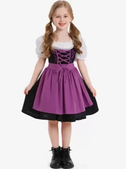 Halloween Kids Halloween Costumes Light Sky Blue Halloween Polyester Set Kid's Dress