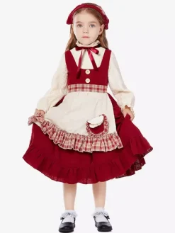 Halloween Kids Halloween Costumes Red Halloween Set Kid's Polyester Dress Headwear