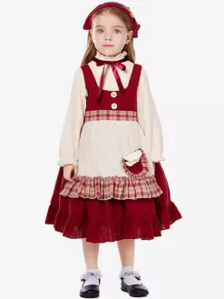 Halloween Kids Halloween Costumes Red Halloween Set Kid's Polyester Dress Headwear