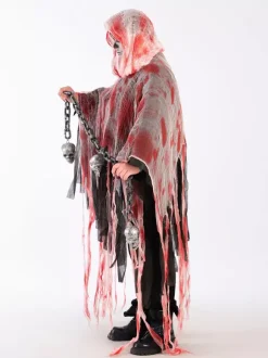 Halloween Tattered Bloodstained Cape Horror Cloak With Hood Cosplay Costume