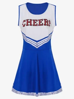 Halloween Cheerleaders Girl Costumes For Women Black Sexy Polyester Short Dress Holidays Costumes Full Set