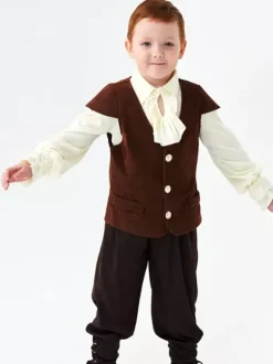 Halloween Costumes For Kids Coffee Brown Halloween Polyester Set Kid's Shirt Pants
