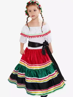Halloween Costumes For Kids White Halloween Tunic Kid's Polyester Fiber Polyester Sash Dress