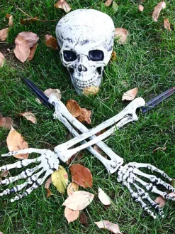 Halloween Decorations White Armwear Plastic Skull Skeleton Hands Props
