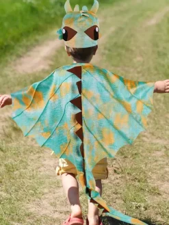 Halloween Dragon Cape Hood Set Kids Fantasy Costume With Spiky Tail Roleplay Outfit